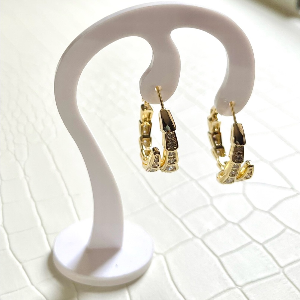 Abigail Creations Snake Shaped Drop Cubic Zirconia Earrings - Picture 4 of 5